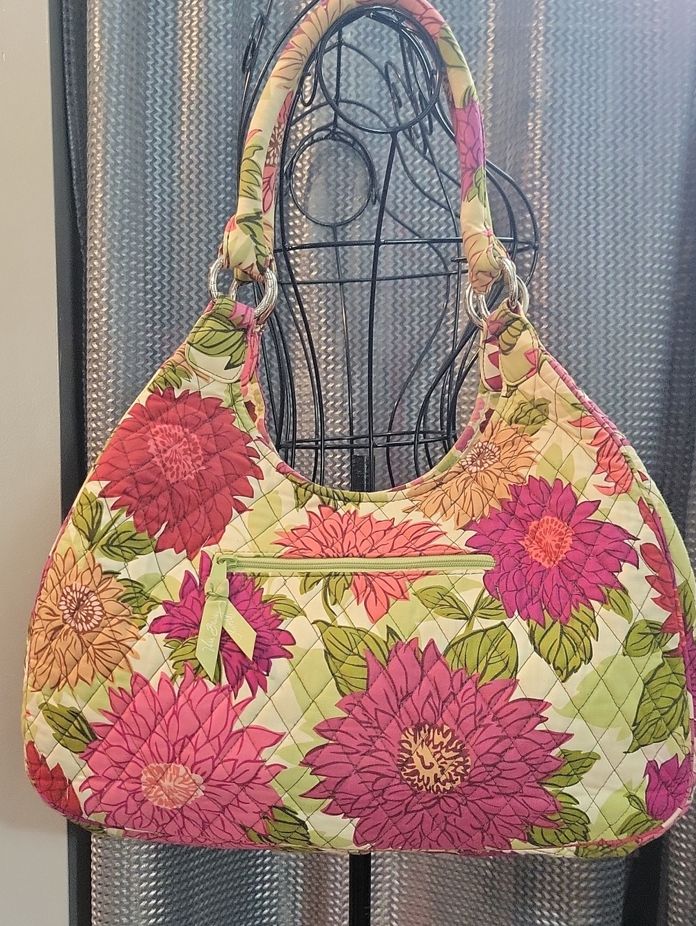 Vera Bradley Quilted Floral Shoulder Bag in Pink and Green